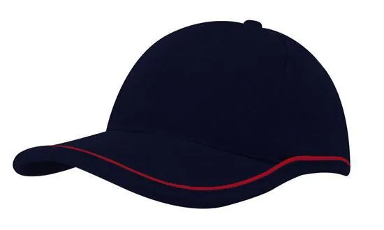 BRUSHED HEAVY COTTON CAP WITH PIPING ON PEAK & CROWN