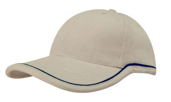 BRUSHED HEAVY COTTON CAP WITH PIPING ON PEAK & CROWN
