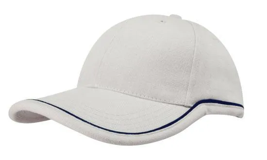 BRUSHED HEAVY COTTON CAP WITH PIPING ON PEAK & CROWN