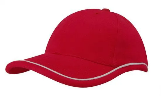 BRUSHED HEAVY COTTON CAP WITH PIPING ON PEAK & CROWN