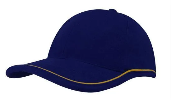 BRUSHED HEAVY COTTON CAP WITH PIPING ON PEAK & CROWN