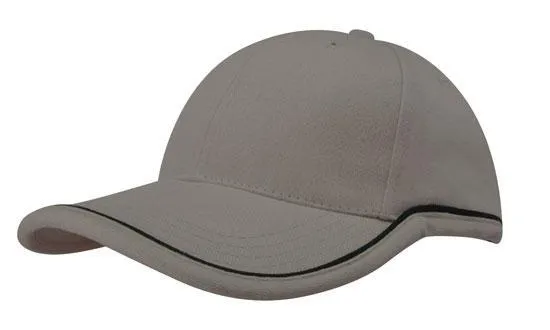 BRUSHED HEAVY COTTON CAP WITH PIPING ON PEAK & CROWN