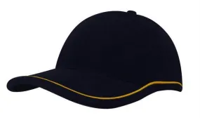 BRUSHED HEAVY COTTON CAP WITH PIPING ON PEAK & CROWN