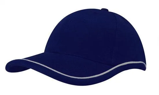 BRUSHED HEAVY COTTON CAP WITH PIPING ON PEAK & CROWN