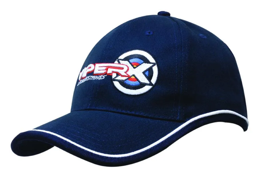 BRUSHED HEAVY COTTON CAP WITH PIPING ON PEAK & CROWN