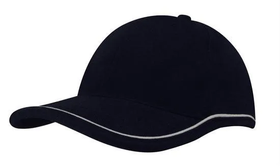 BRUSHED HEAVY COTTON CAP WITH PIPING ON PEAK & CROWN