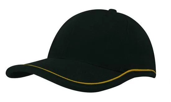 BRUSHED HEAVY COTTON CAP WITH PIPING ON PEAK & CROWN