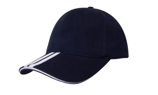 BRUSHED HEAVY COTTON CAP WITH TWO STRIPED PEAK AND SANDWICH