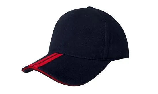 BRUSHED HEAVY COTTON CAP WITH TWO STRIPED PEAK AND SANDWICH