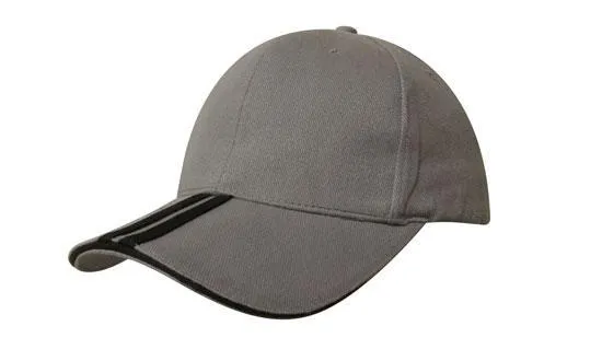 BRUSHED HEAVY COTTON CAP WITH TWO STRIPED PEAK AND SANDWICH