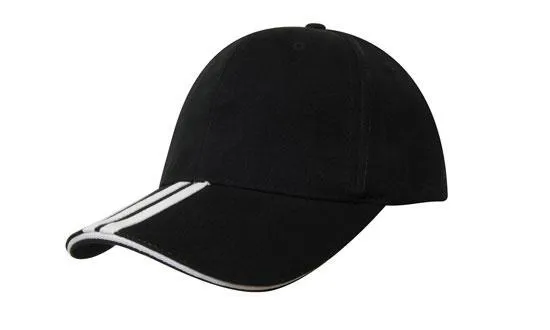BRUSHED HEAVY COTTON CAP WITH TWO STRIPED PEAK AND SANDWICH