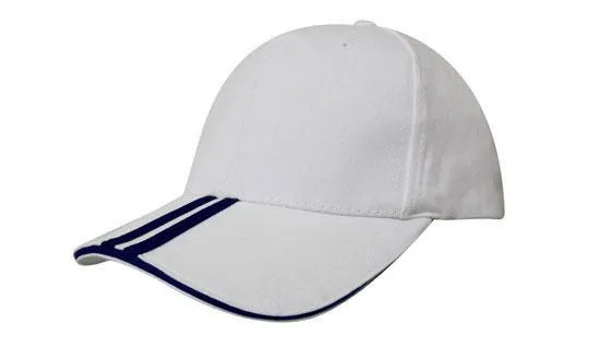 BRUSHED HEAVY COTTON CAP WITH TWO STRIPED PEAK AND SANDWICH
