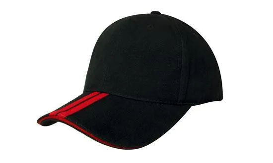 BRUSHED HEAVY COTTON CAP WITH TWO STRIPED PEAK AND SANDWICH