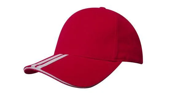 BRUSHED HEAVY COTTON CAP WITH TWO STRIPED PEAK AND SANDWICH