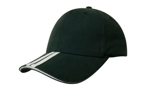 BRUSHED HEAVY COTTON CAP WITH TWO STRIPED PEAK AND SANDWICH