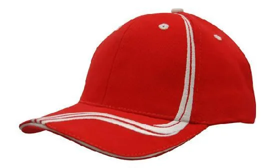 BRUSHED HEAVY COTTON CAP WITH WAVING STRIPES ON CROWN & PEAK