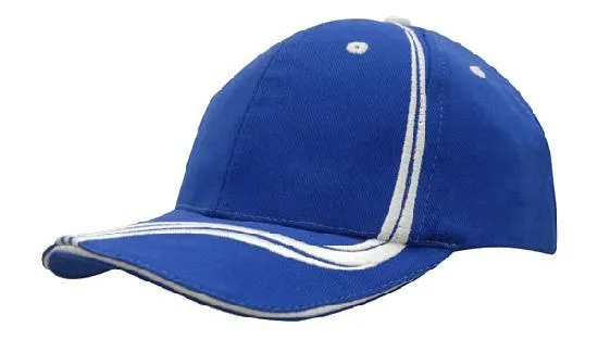 BRUSHED HEAVY COTTON CAP WITH WAVING STRIPES ON CROWN & PEAK