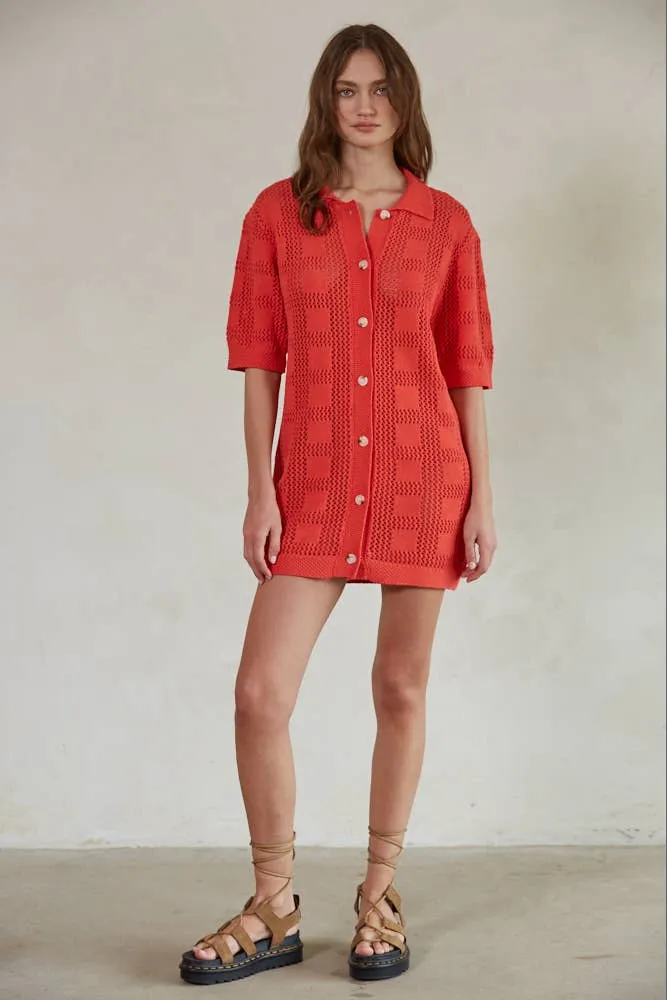 By Together - W1639 | Knit Cotton Sweater Cardigan Mini Dress