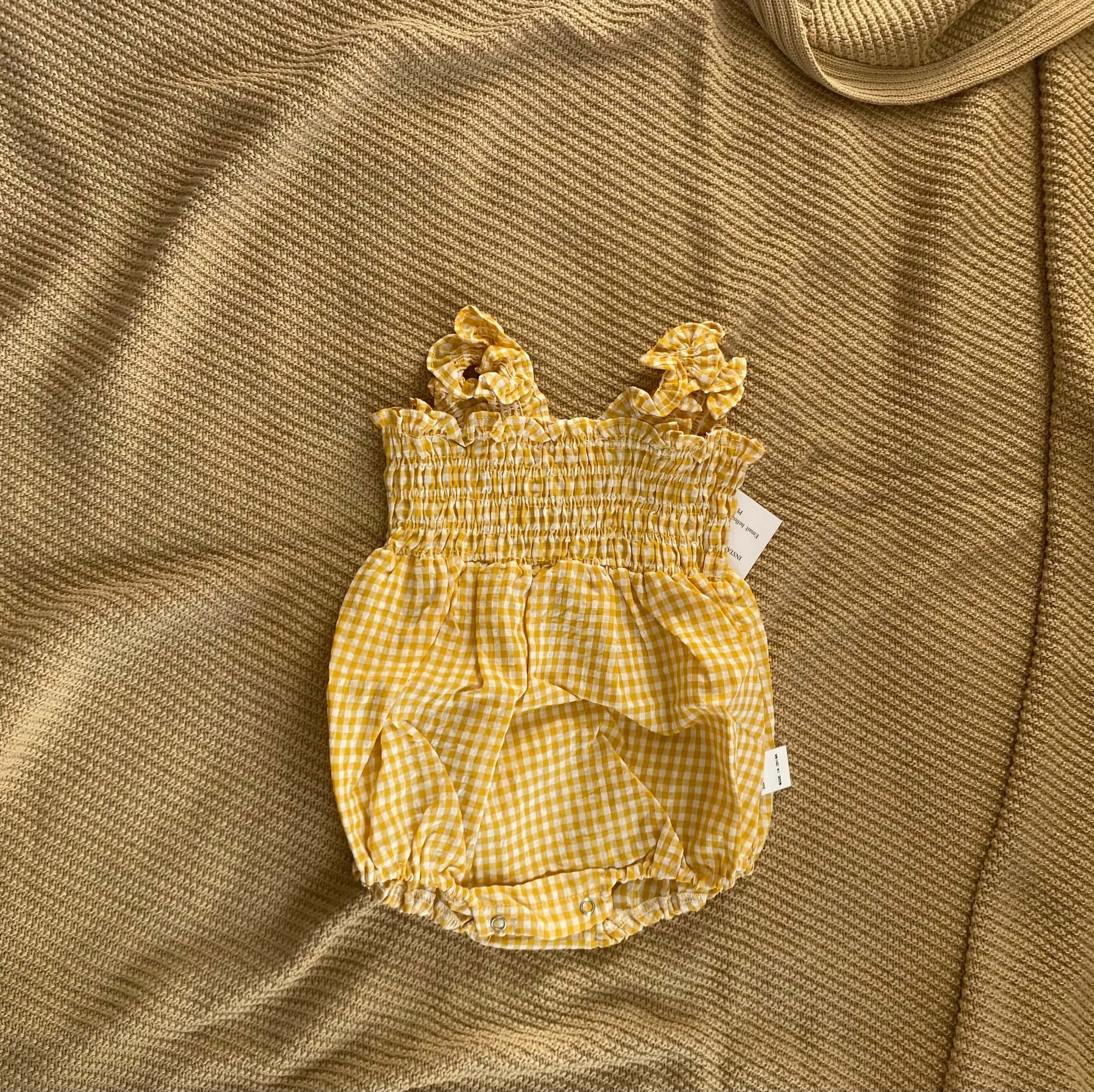 Checked Smocking Romper