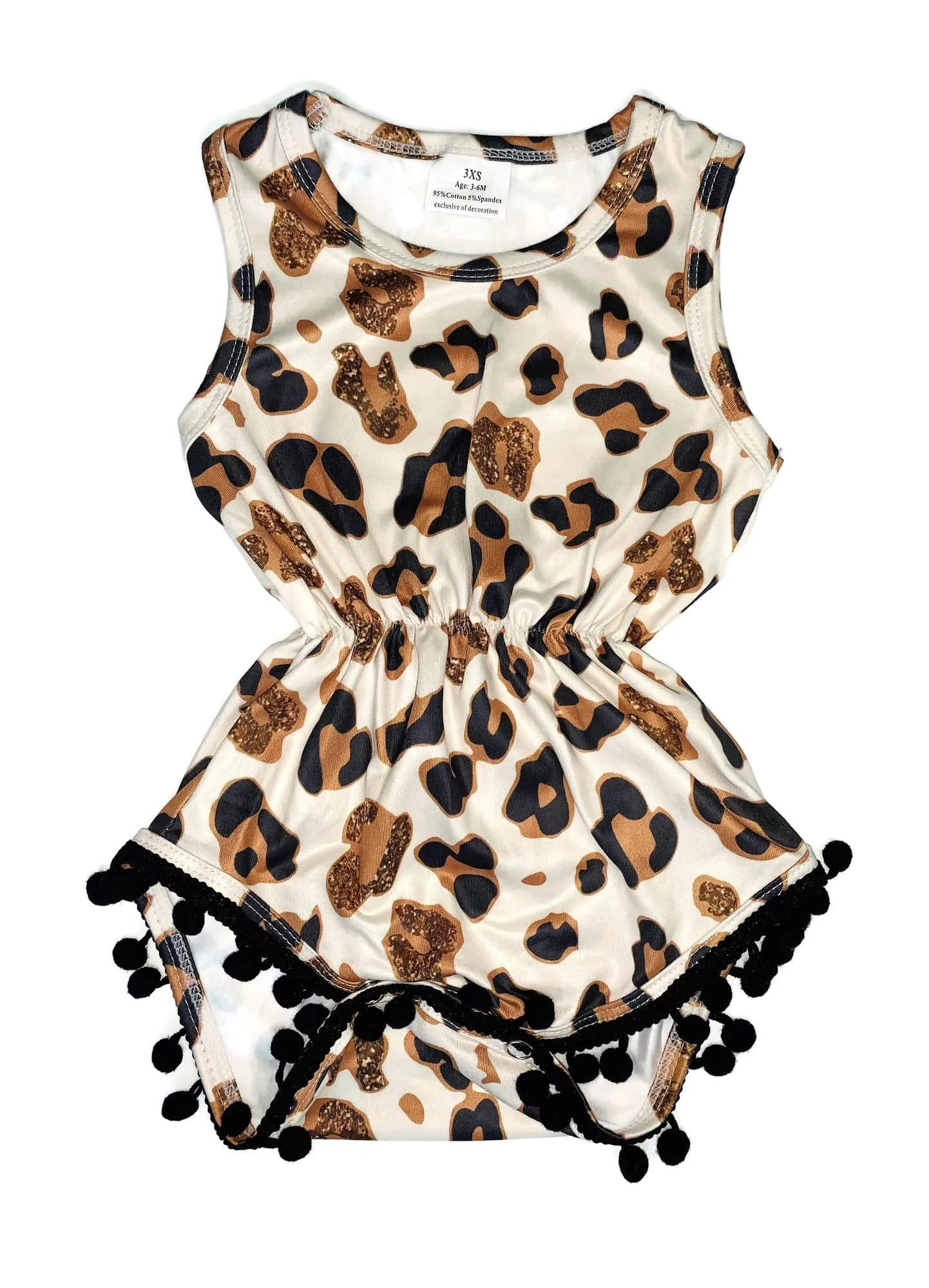 Cheetah Print Milk Silk Pom Pom Romper