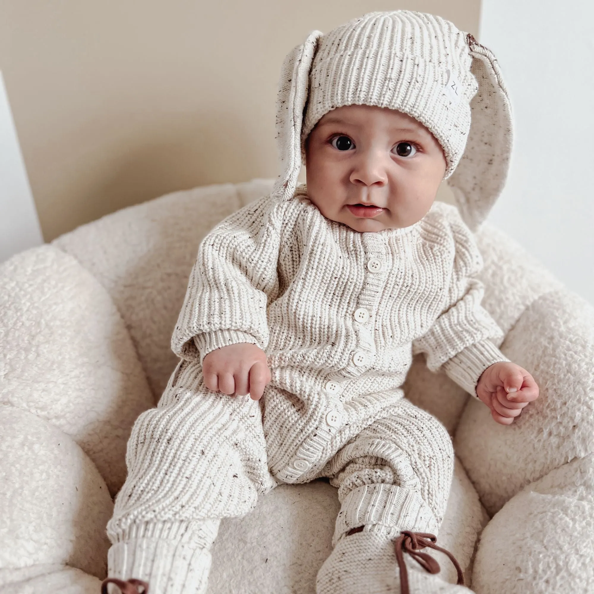 CLASSIC KNIT ROMPER | COCOA FLECK
