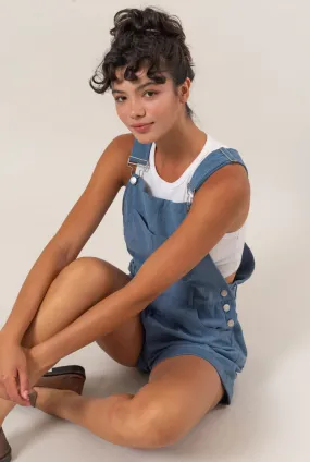  Corduroy Overall Shorts - Gray Blue