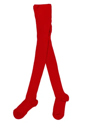 Cotton ribbed tights - Red