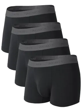 DAVID ARCHY Mens Trunks Underwear Soft Breathable Rayon Made from Bamboo Trunk No Fly Pouch 4-Pack L 3''
