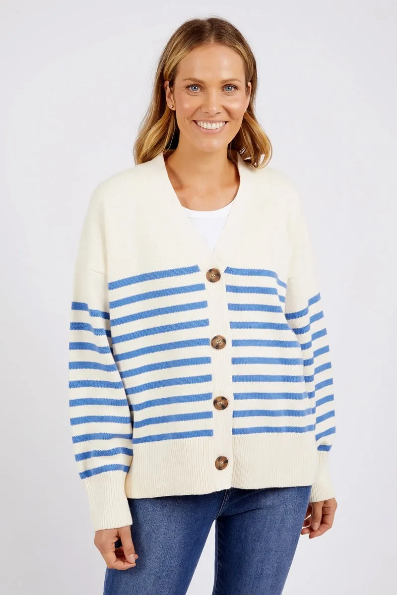 Elm - Mabel Stripe Cardi - Cerulean Blue/White Stripe