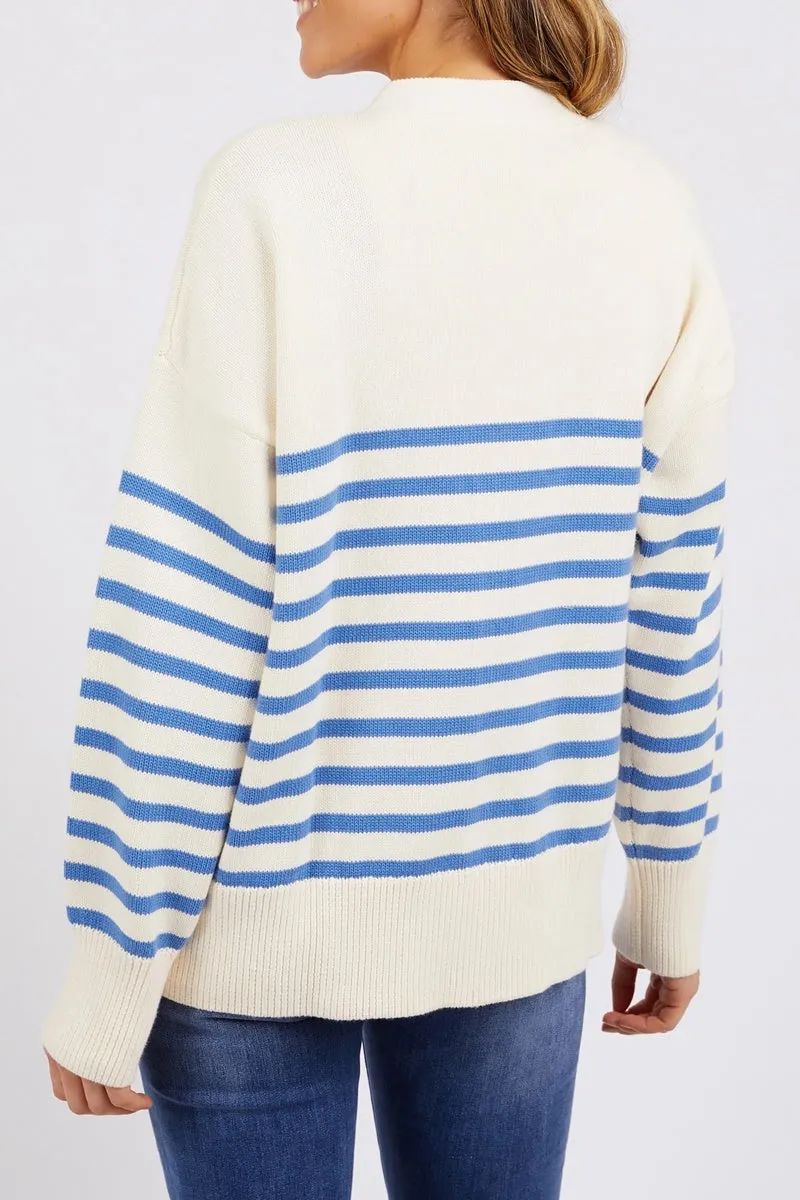 Elm - Mabel Stripe Cardi - Cerulean Blue/White Stripe