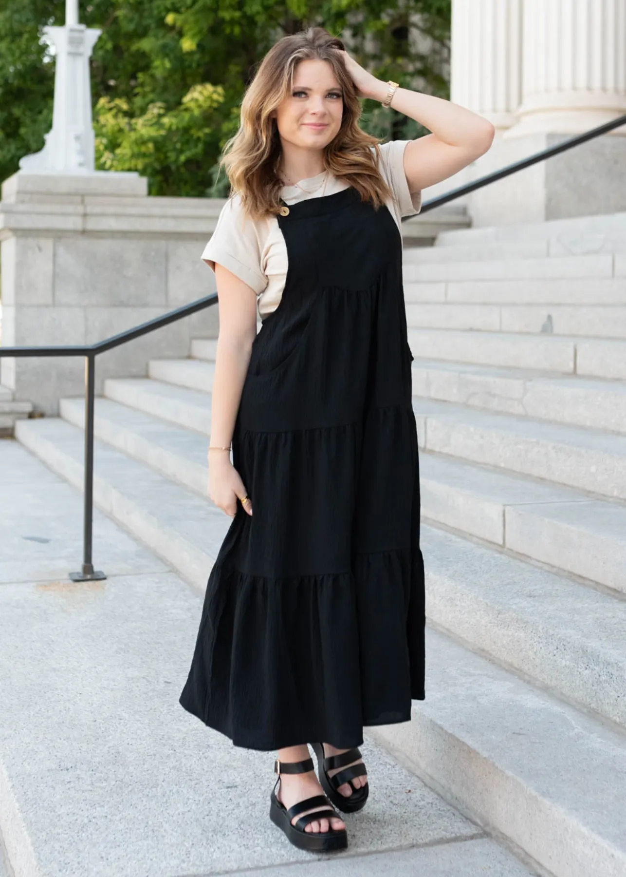 Everlee Black Overall Dress