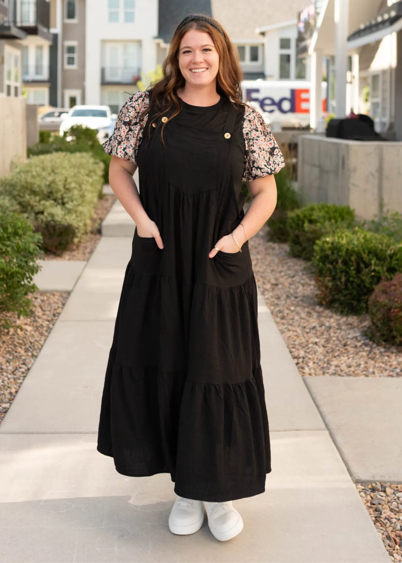 Everlee Black Overall Dress