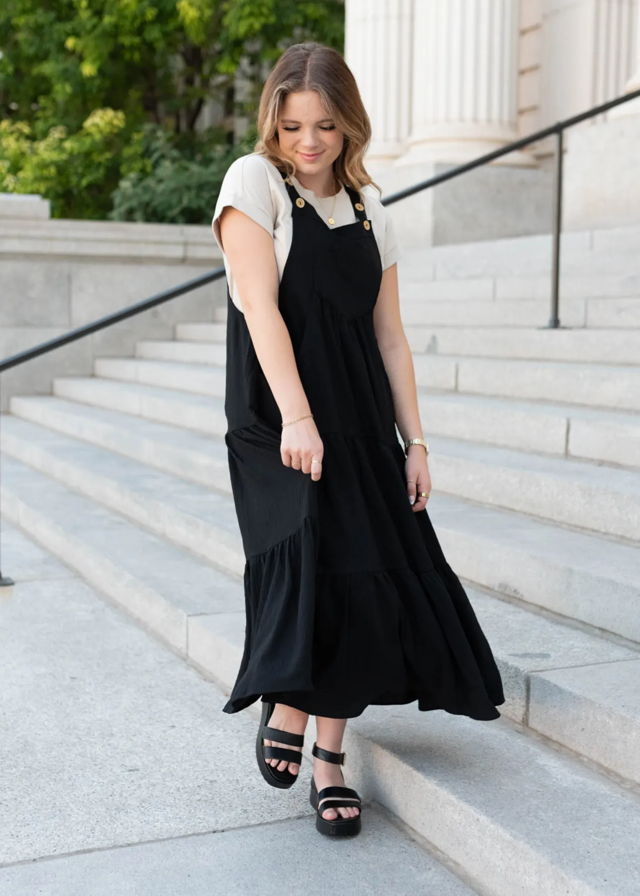 Everlee Black Overall Dress
