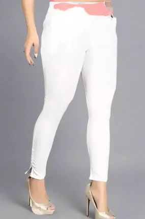 Fabulous  White Cotton Solid Leggings For Women