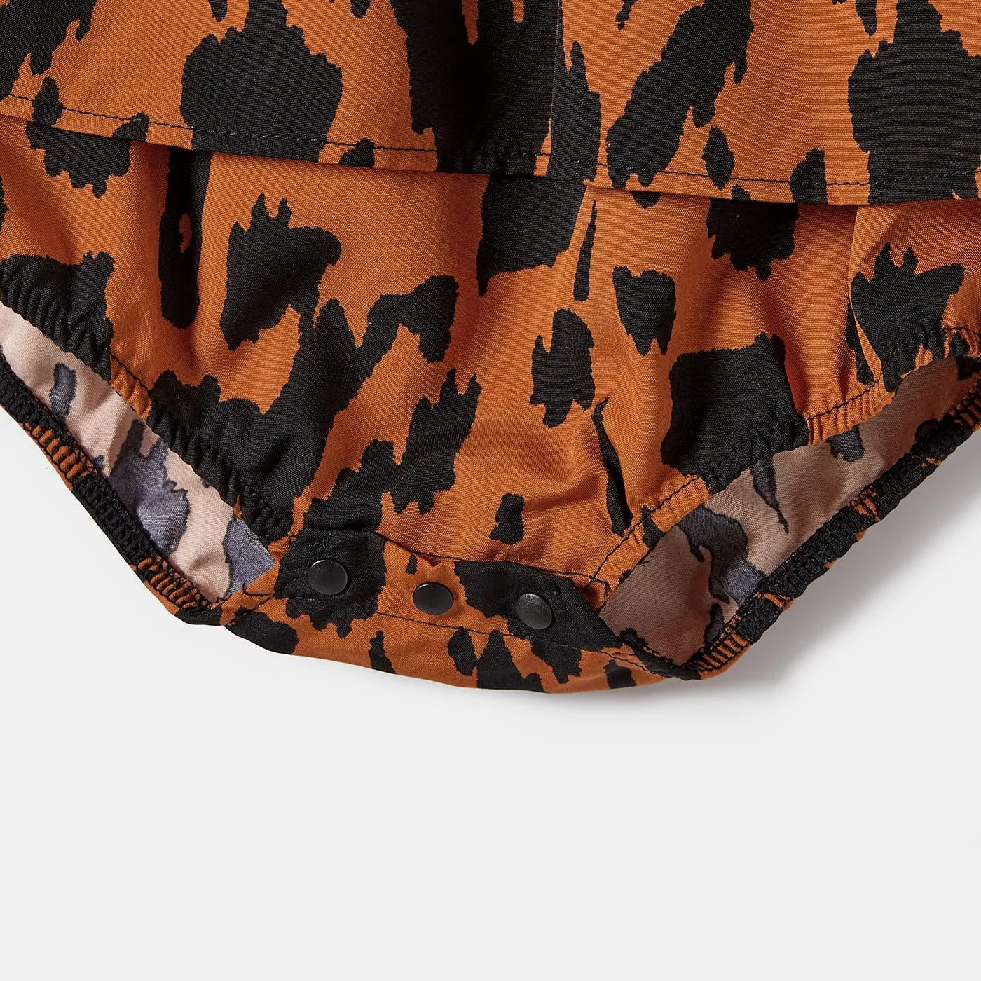 Family Matching Leopard Panel Belted Cami Dresses and Short-sleeve Tops Sets