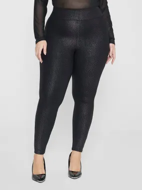 Fashion To Figure - Jianna Snakeskin Texture Coated Ponte Knit Leggings