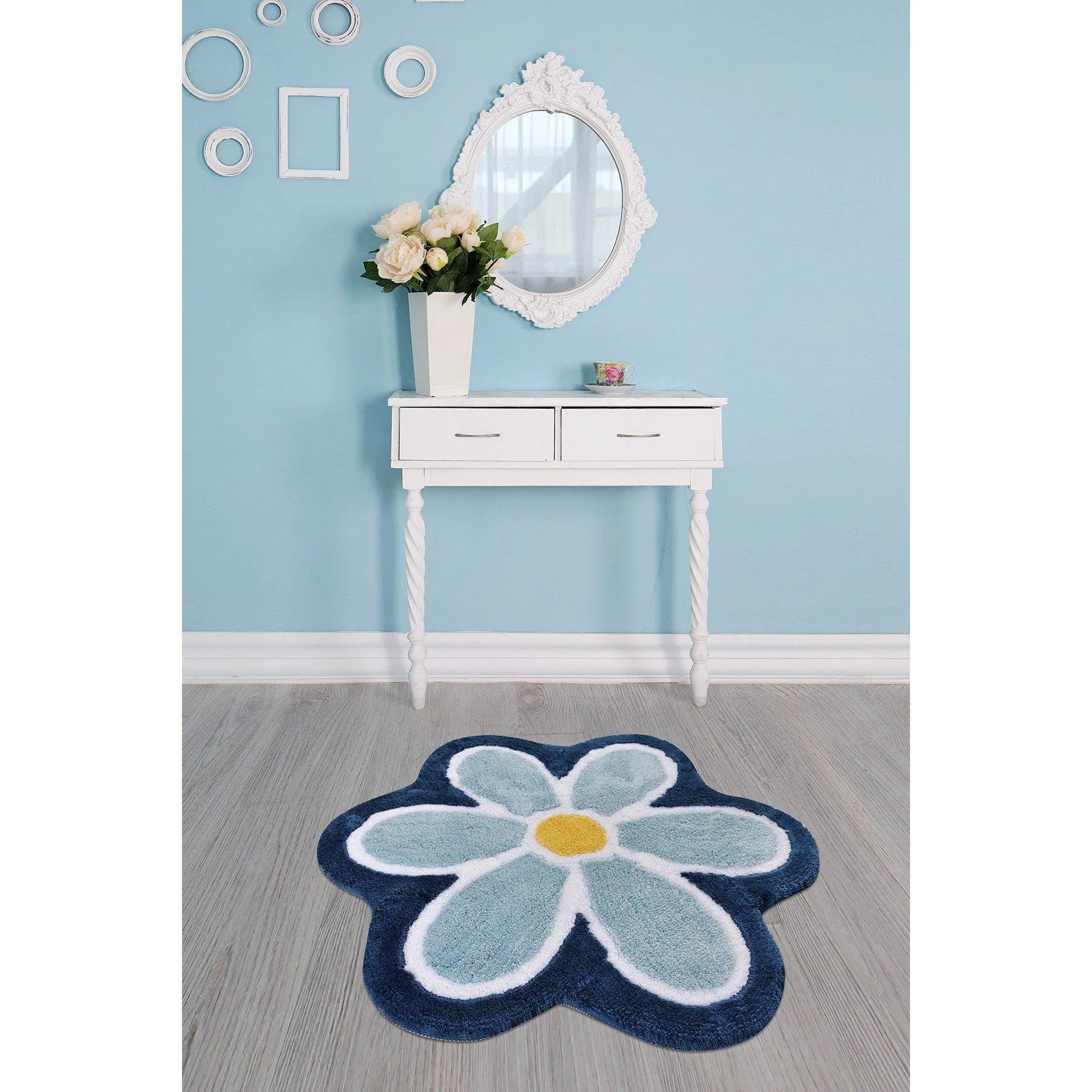 Flower - Blue 5  Bath Mat