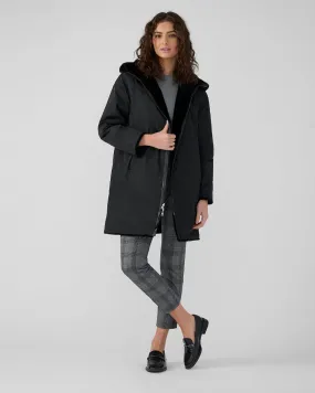 Giana Shearling & Tech Coat | Black