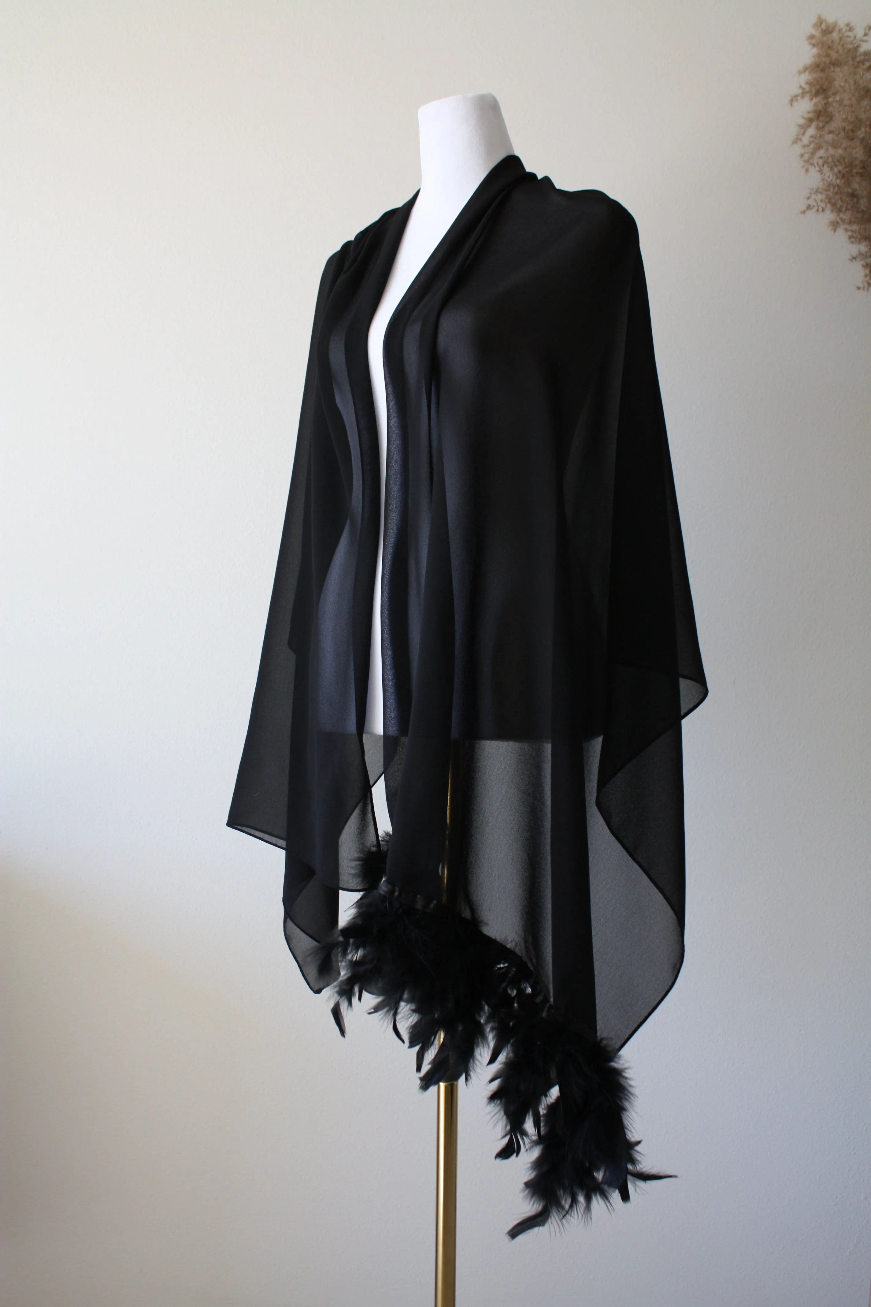 Gray Stole with Feathers