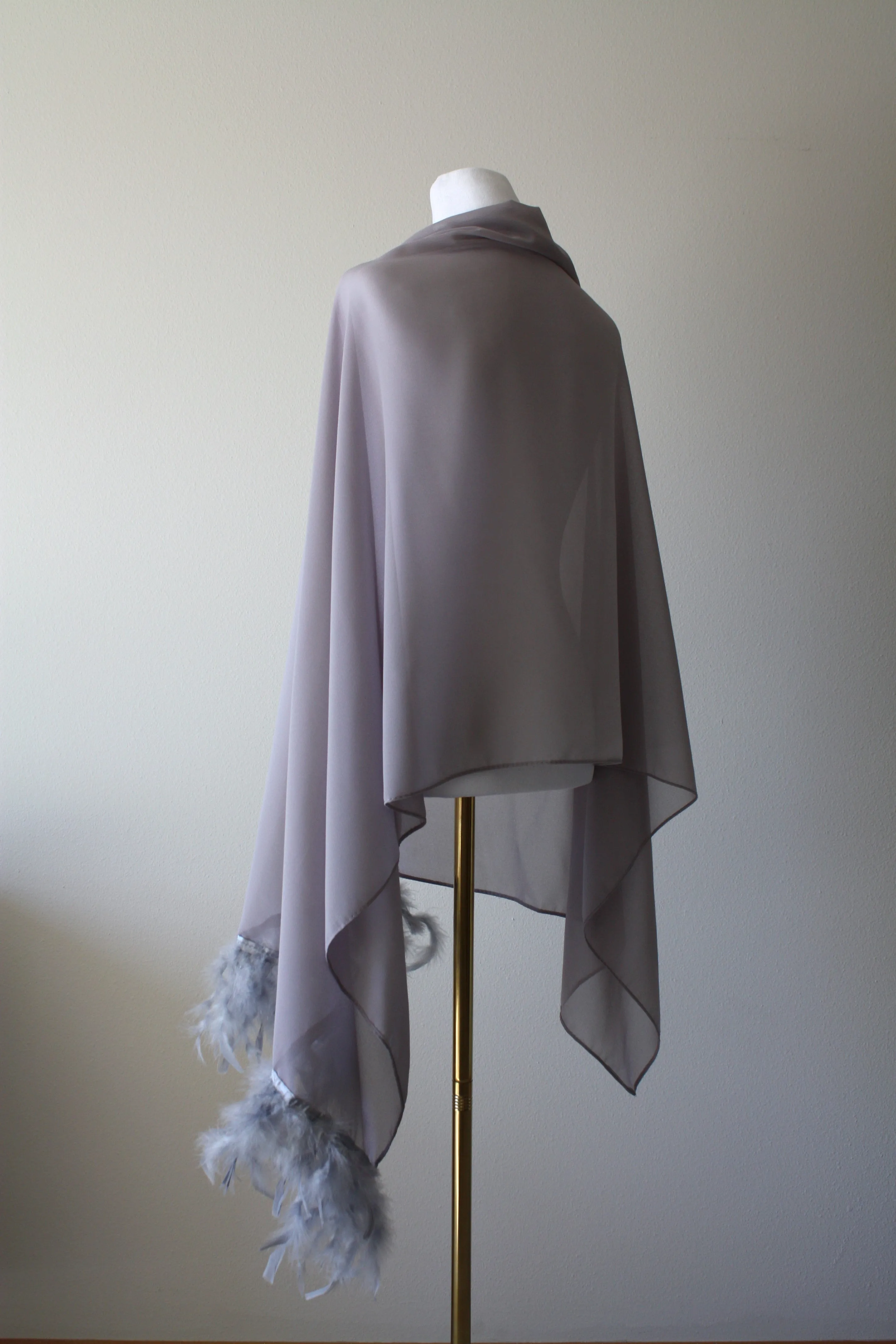 Gray Stole with Feathers