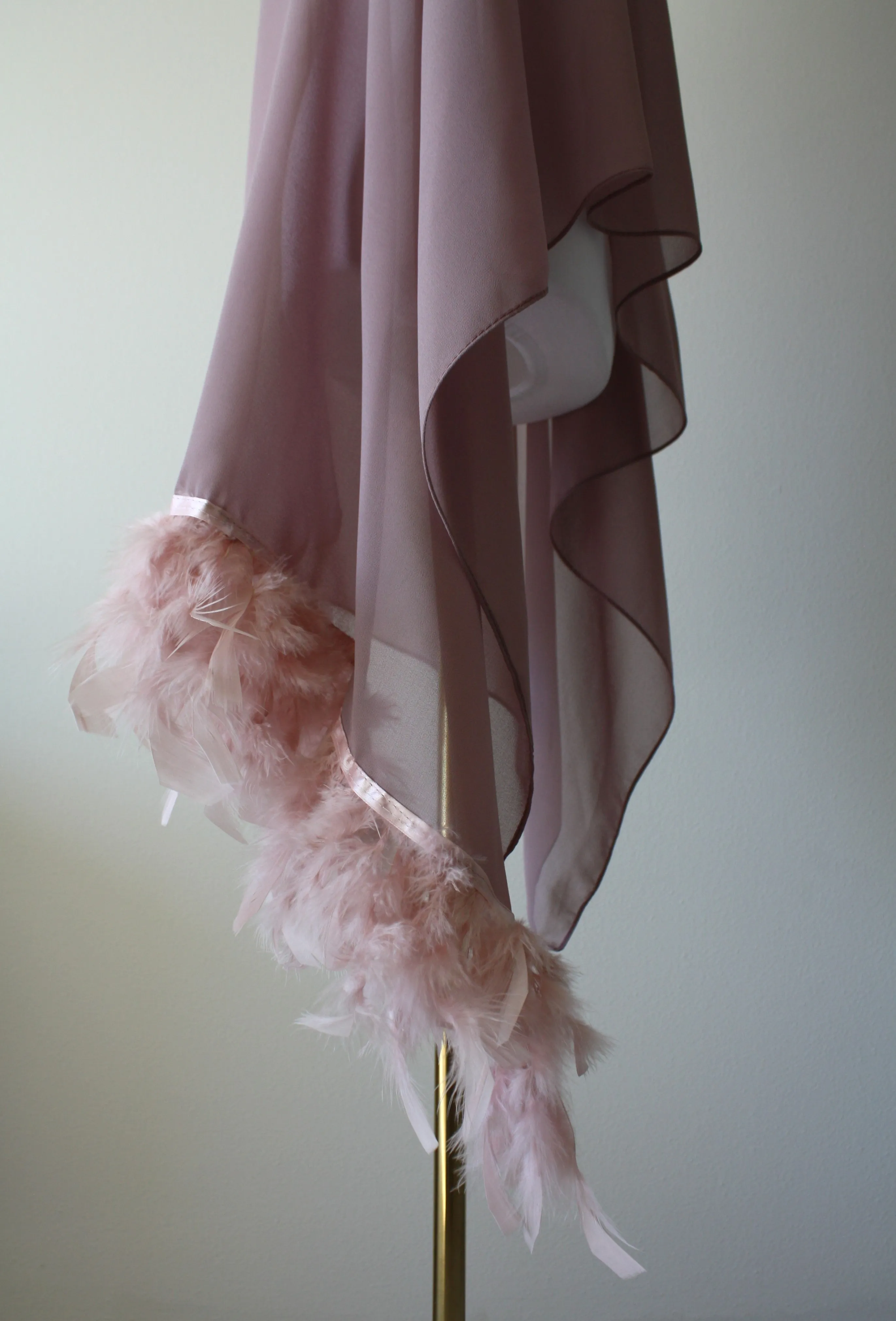 Gray Stole with Feathers