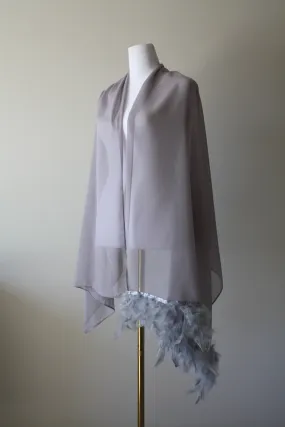 Gray Stole with Feathers