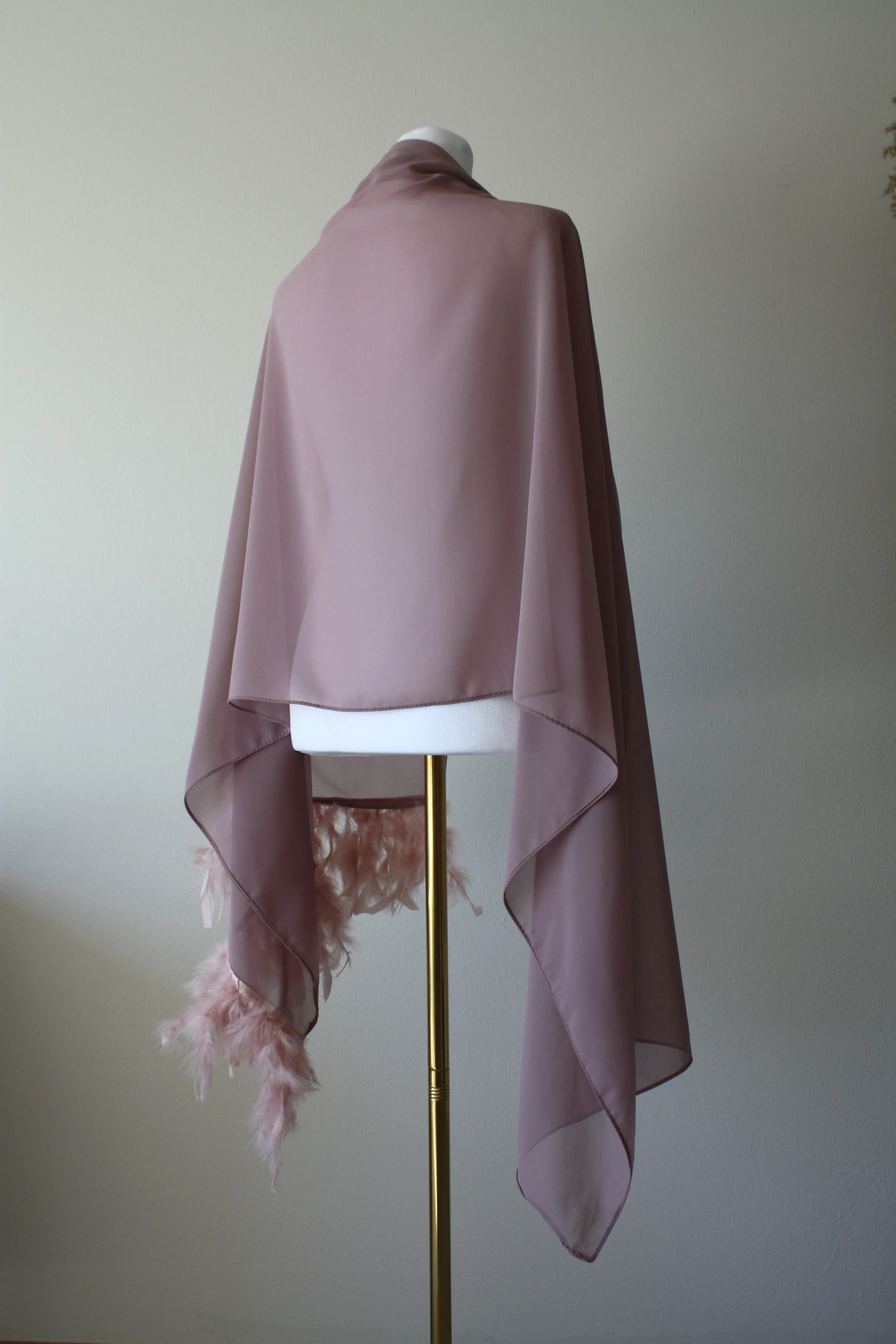 Gray Stole with Feathers