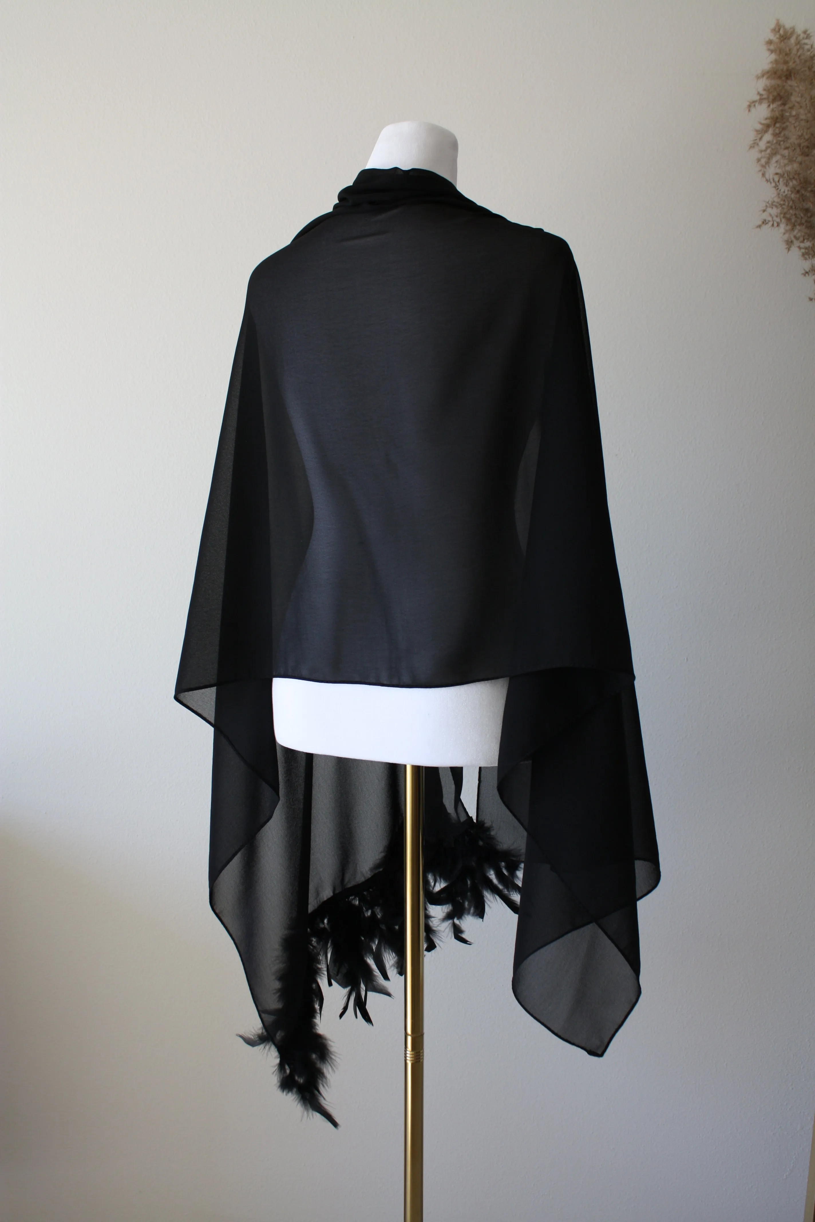Gray Stole with Feathers
