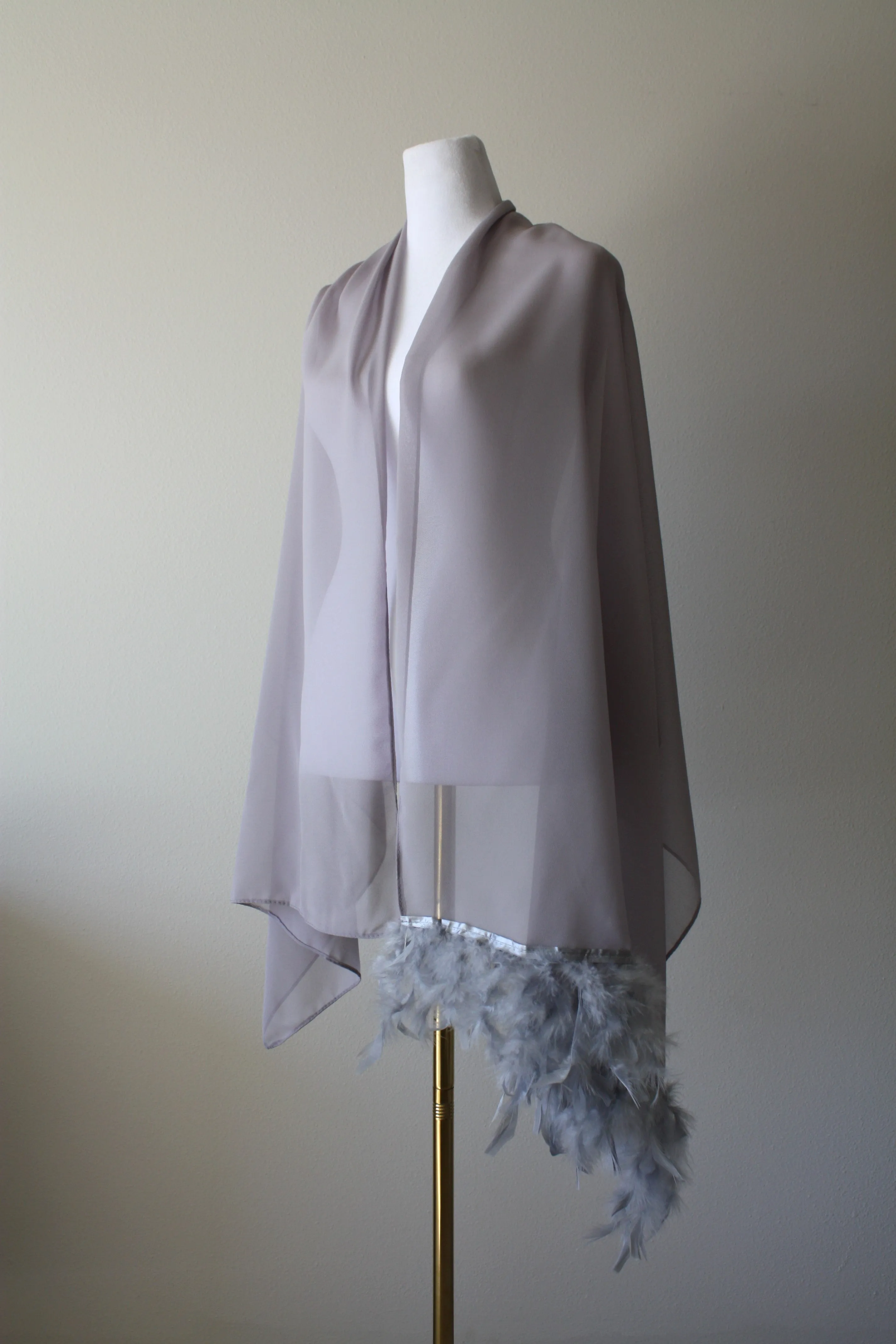 Gray Stole with Feathers