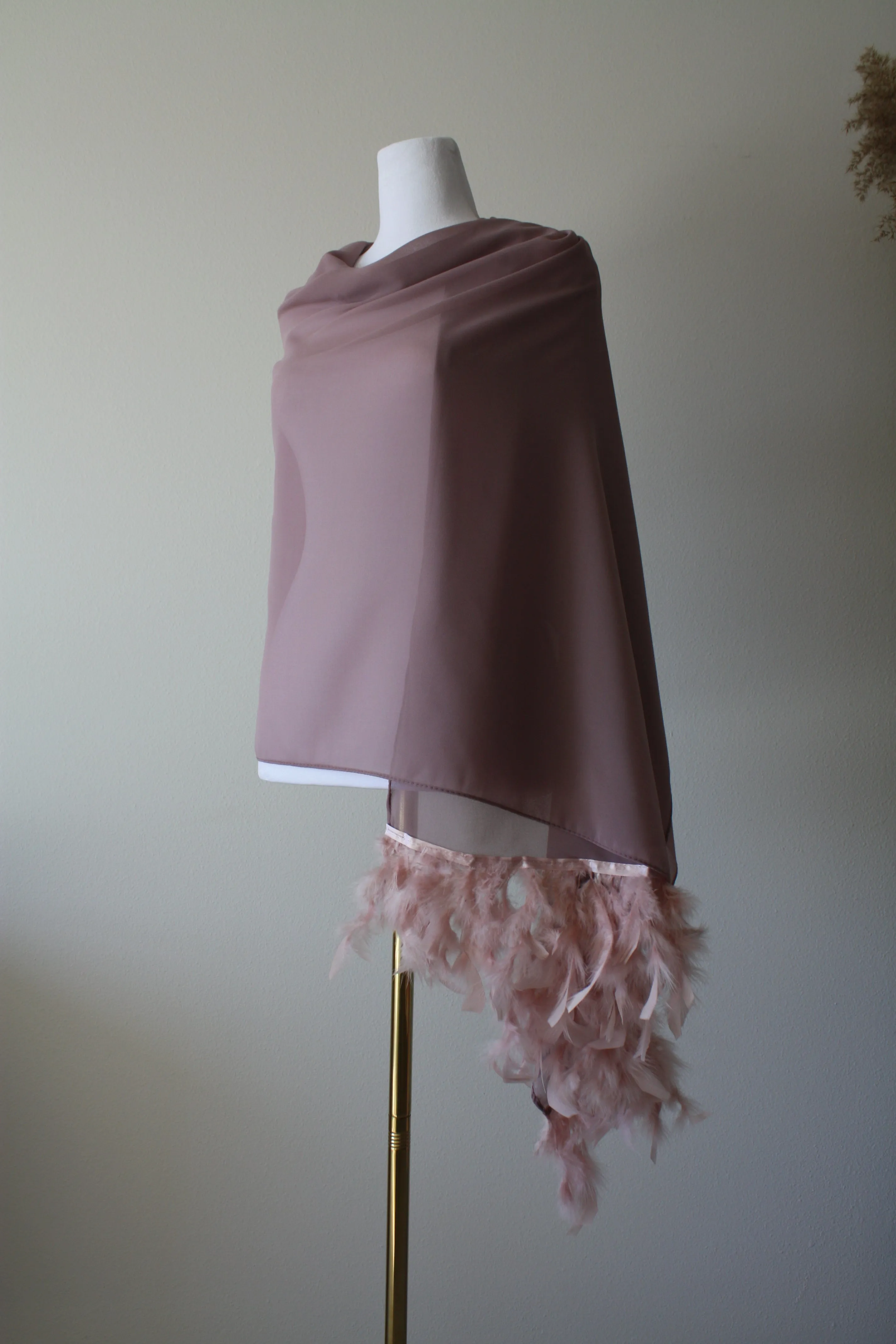 Gray Stole with Feathers
