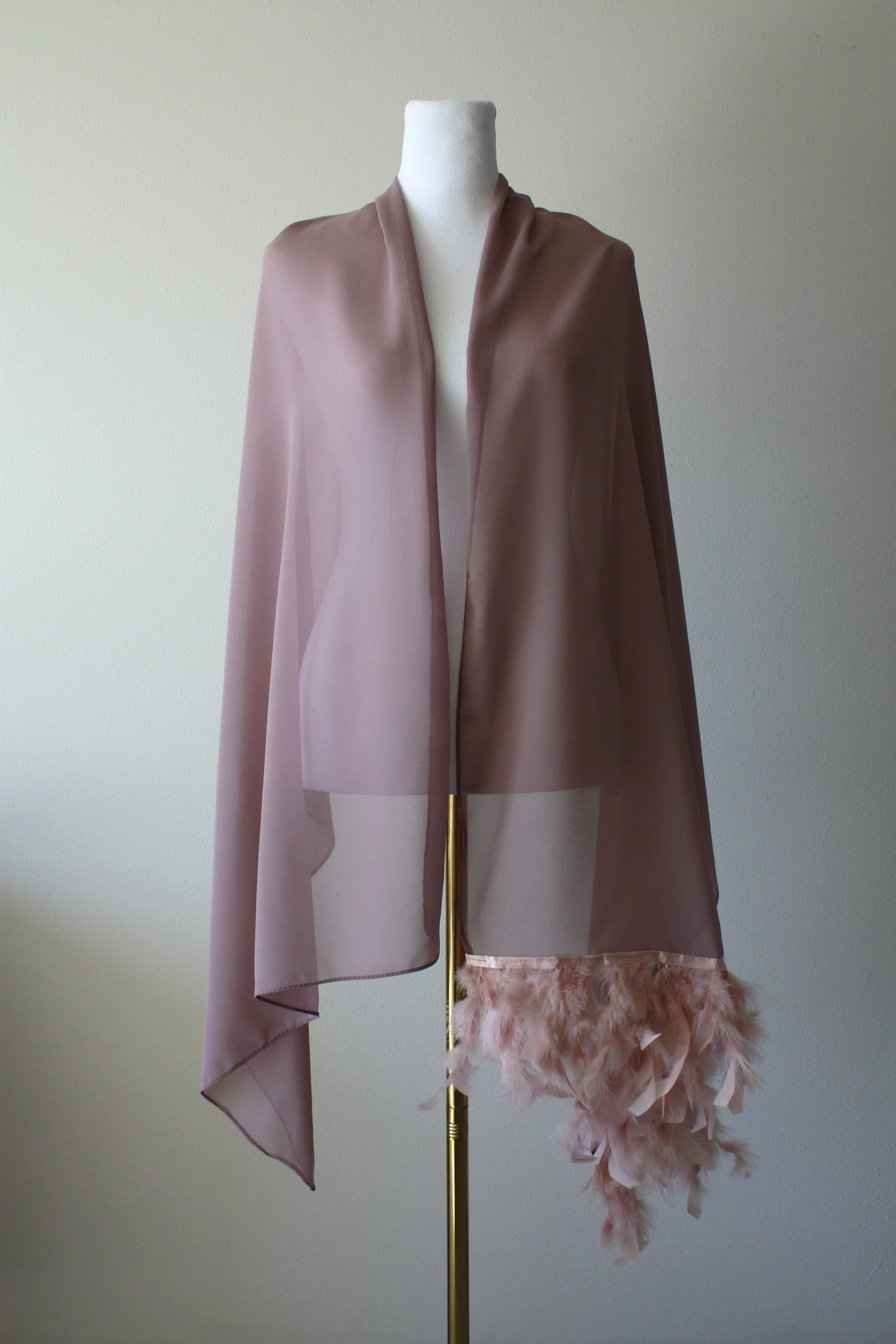 Gray Stole with Feathers