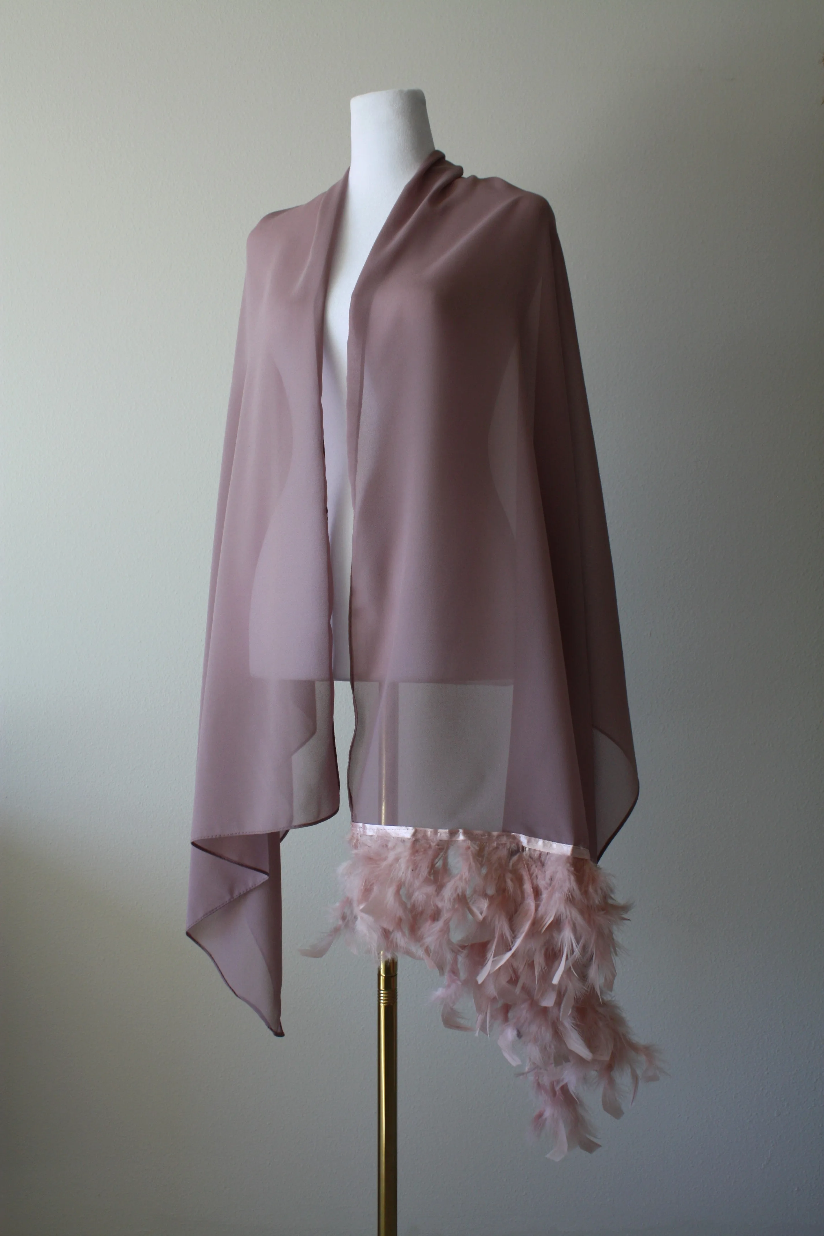 Gray Stole with Feathers