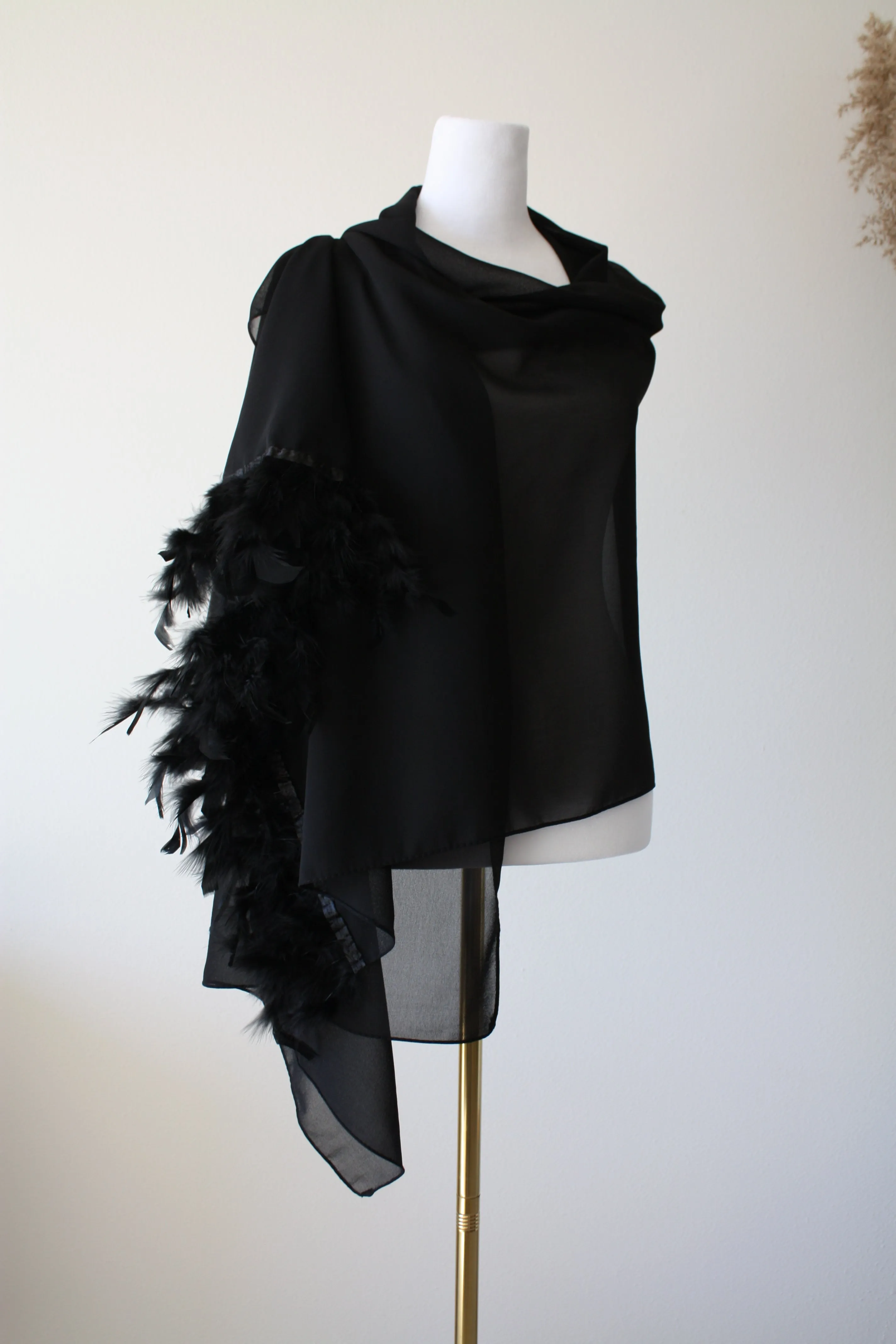 Gray Stole with Feathers