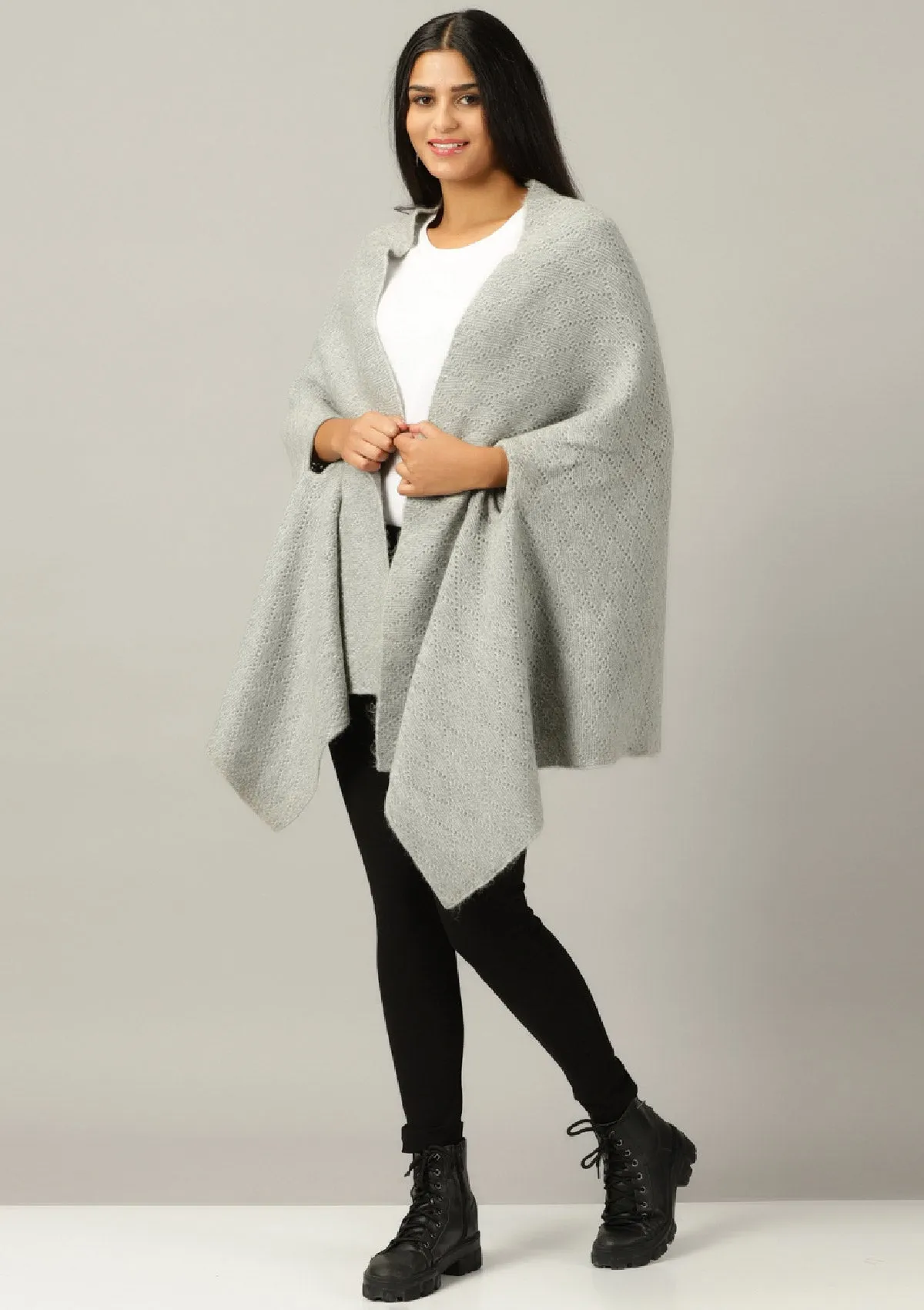 Grey Knitted Poncho